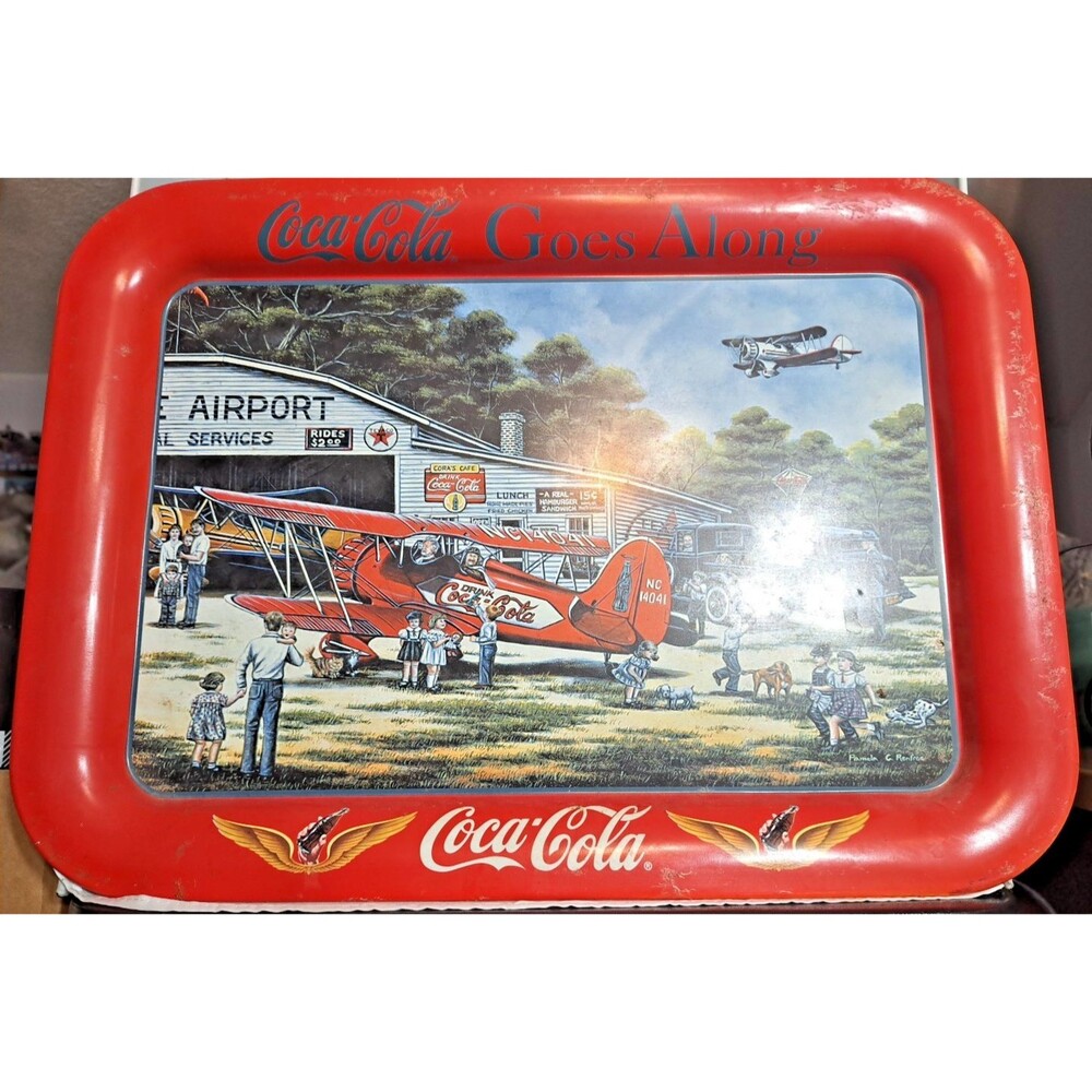 VTG 1998 Coca-Cola Goes Along Tray Pamela Renfroe Signed Metal Nostalgia - Picture 6 of 12
